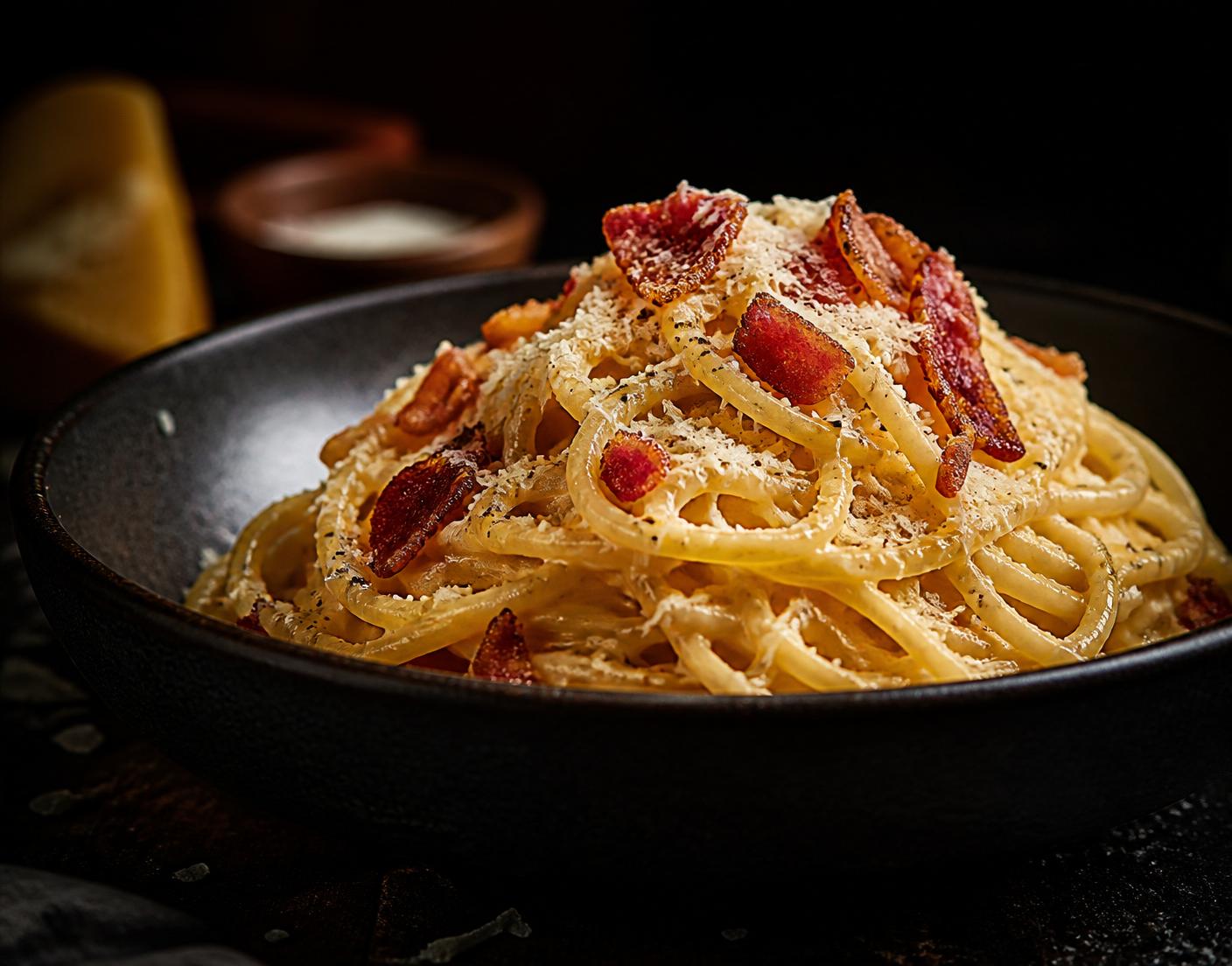 Krämig carbonara med bacon och parmesan